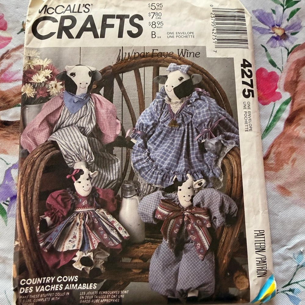 McCall's Crafts Country Cows Sewing Pattern - 4275 - 1989 - Vintage